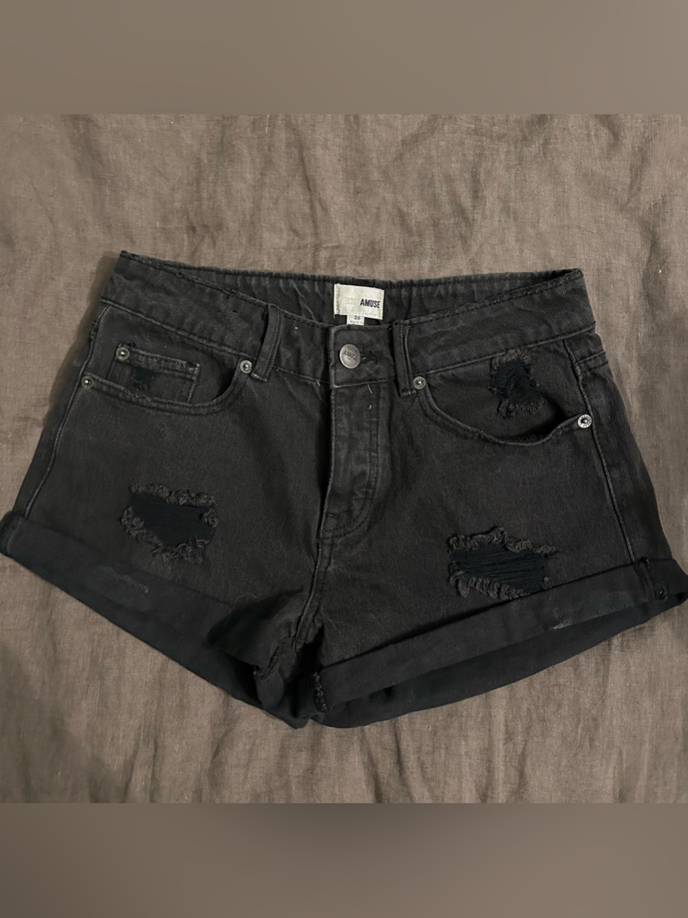 AMUSE SOCIETY BLACK DENIM SHORTS
